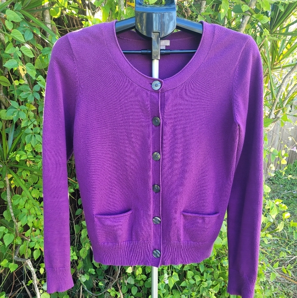 J. Jill Sweaters - J.Jill Classic Preppy Purple Cardigan Size S Academia KnitPurple Women's Sweater